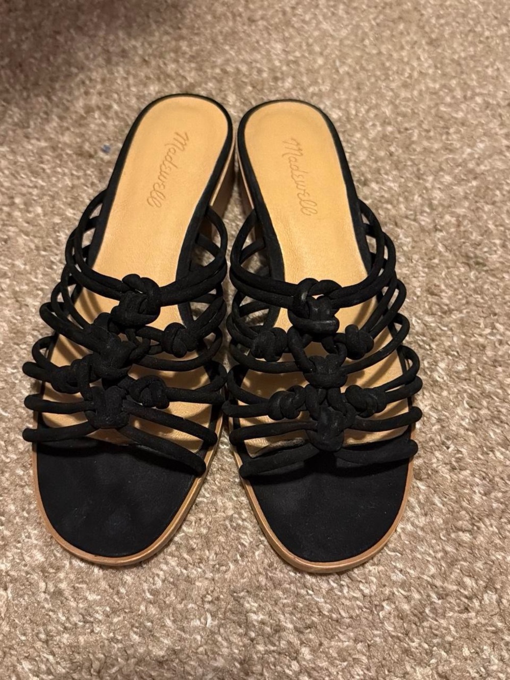 Madewell Black Multi-Knot Strappy Slide Mules